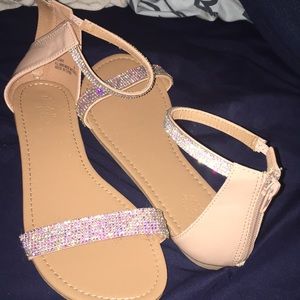 Tan rhinestone sandals